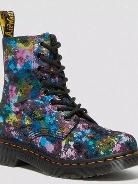 Dr. Martens Black 1460 Pascal Tutti Frutti  Multicolor Paint-Splash 8-Eye Boot